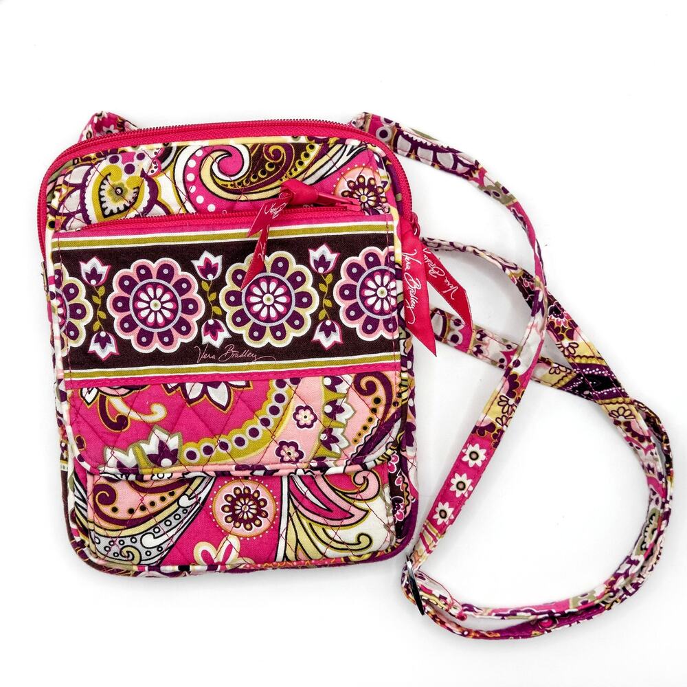 Vera Bradley Crossbody Bag Size One Size Quilted Paisley Boho Pink Purse